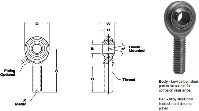 AURORACB-M12關節(jié)軸承圖紙